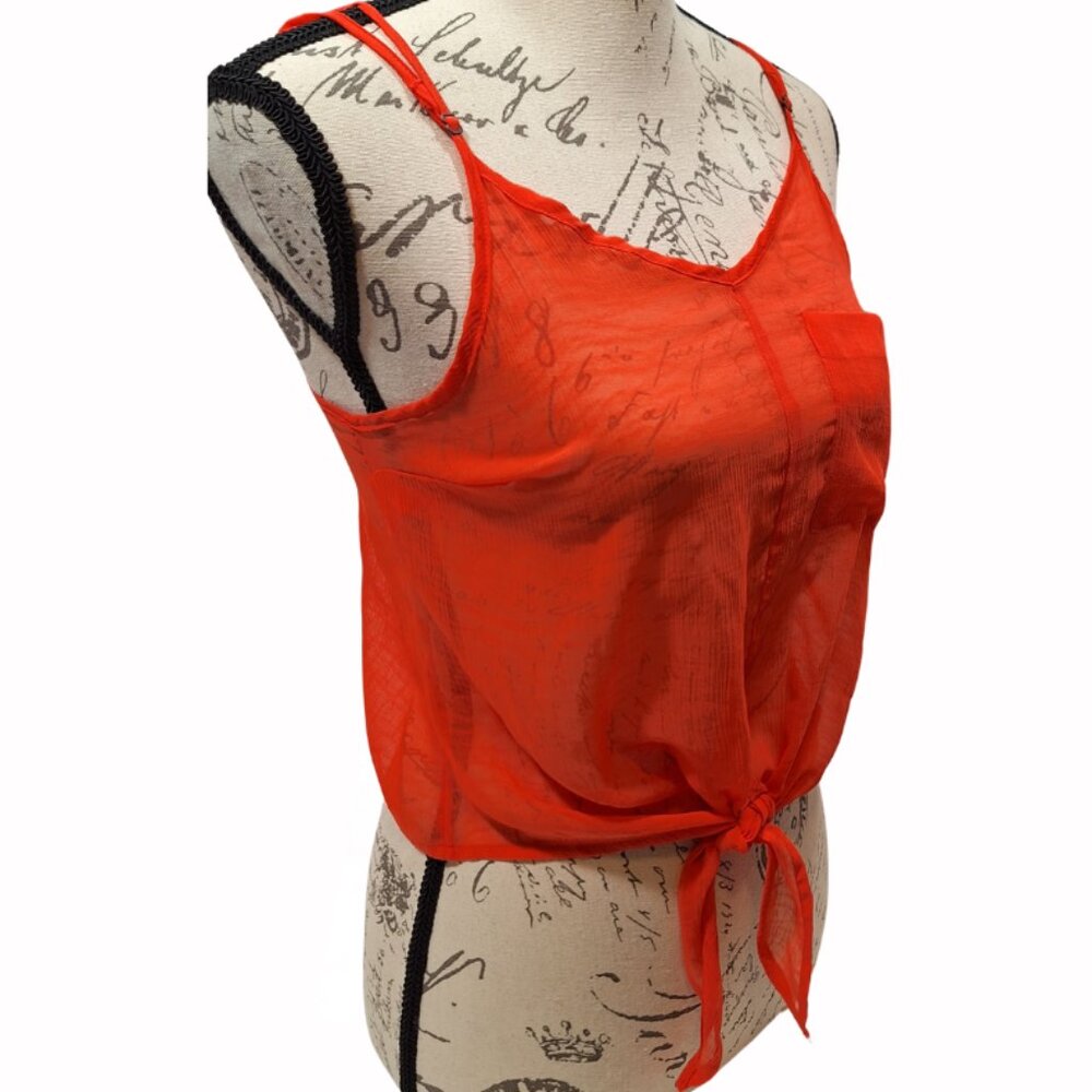 Kimchi Blue Womens Sheer Cami Tank Top‎ Small Sweetheart Orange Bright Festival - Picture 4 of 5